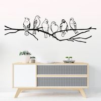 Vinilo Decorativo Aves Sobre Rama para pared Stickart Pequeño 90 x 26 cm alto
