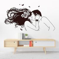 Vinilo Decorativo Beso Adolescente para pared Stickart Mediano 85 x 44 cm alto