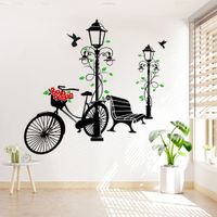 Vinilo Decorativo Bicicleta Y Faroles para pared Stickart Mediano 100 x 95 cm alto