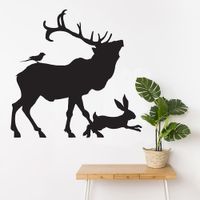 Vinilo Decorativo Ciervo Y Conejo para pared Stickart Mediano 72 x 70 cm alto
