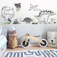 Vinilo Decorativo Grupo Dinosaurios para pared Stickart Mediano 264 x 99 cm alto