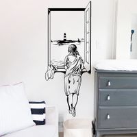 Vinilo Decorativo Muchacha En La Ventana Dalí para pared Stickart Mediano 38 x 95 cm alto