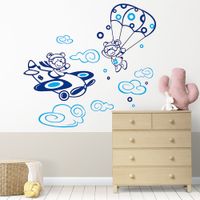 Vinilo Decorativo Osos Aviadores para pared Stickart Mediano 92 x 85 cm alto