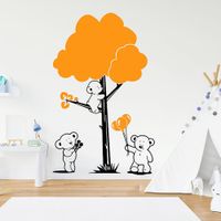 Vinilo Decorativo Osos Y Árbol para pared Stickart Mediano 54 x 85 cm alto