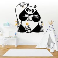 Vinilo Decorativo Pandas Leyendo Un Cuento para pared Stickart Mediano 70 x 75 cm alto