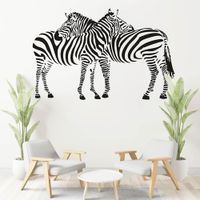 Vinilo Decorativo Pareja Cebras para pared Stickart Pequeño 70 x 49 cm alto