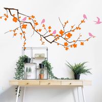 Vinilo Decorativo Rama Horizontal Y Aves para pared Stickart Mediano 105 x 44 cm alto