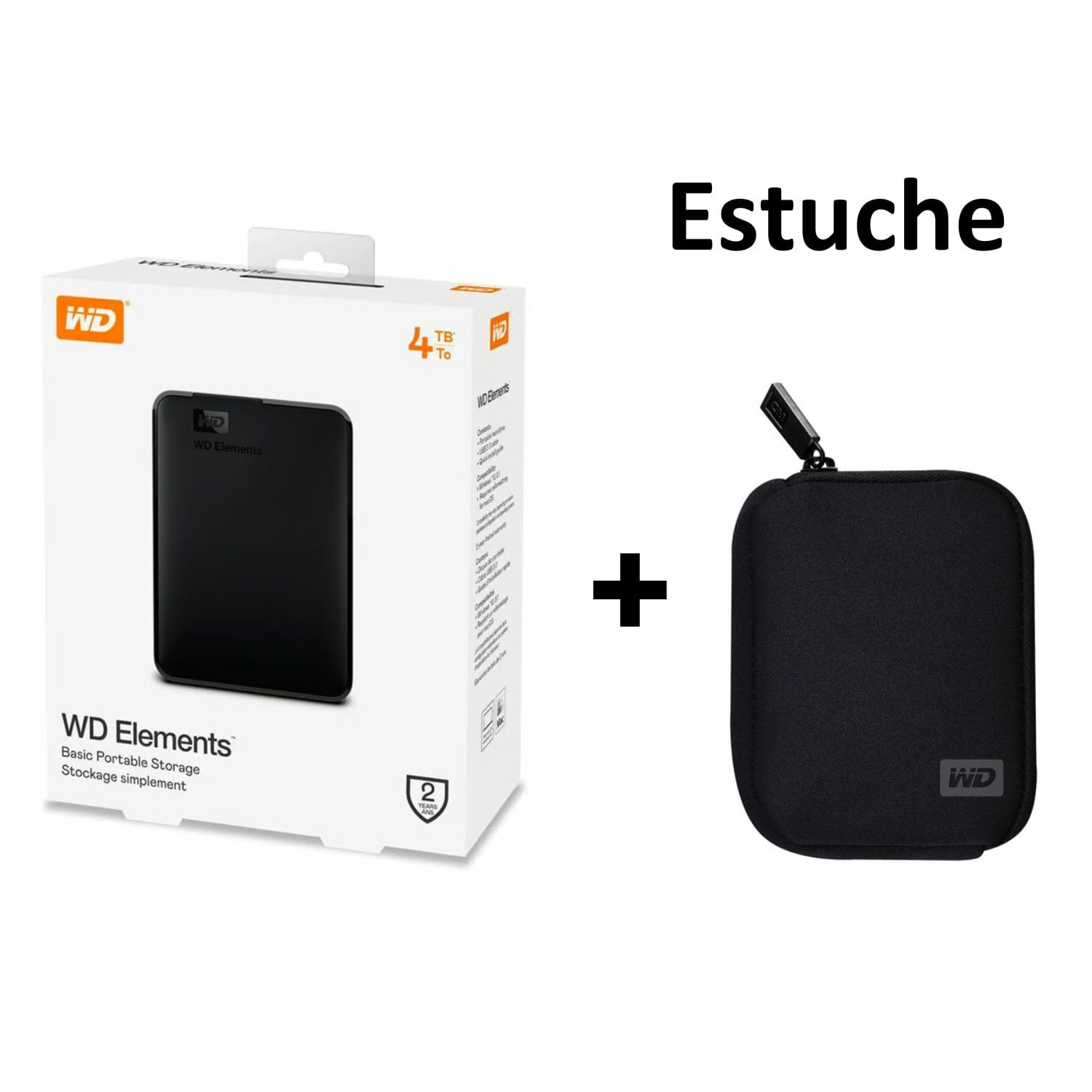 Disco Duro Externo 4 TB Western Digital Elements + Estuche Funda WD