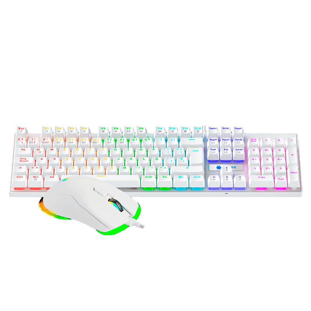 Combo Gaming Antryx Teclado Mecánico Mas Mouse Gc-3100 Blanco