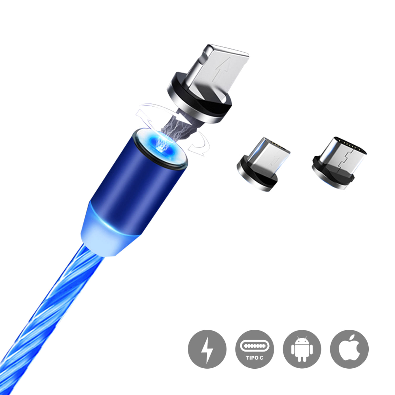 Cable 360 con Luces  Led Celeste