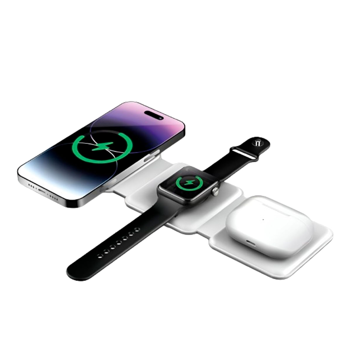 Cargador Portátil Bluetooth 3 en 1 con Soporte Pagable | Blanco