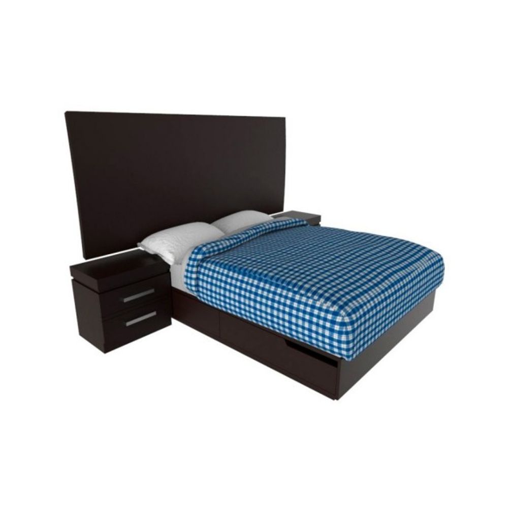 Dormitorio Queen Elda + Colchon Paraiso + 2 Veladores Negro | plazaVea