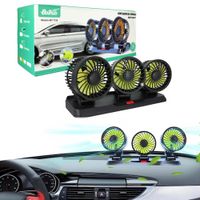 Ventilador para Vehiculo 3 Cabezas 12V 12W Graduable Giratorio 360