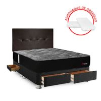 Dormitorio Forli Pocket Queen con 4 Cajones + Respaldo Ali Cu + 2 Almohadas + 1 Protector