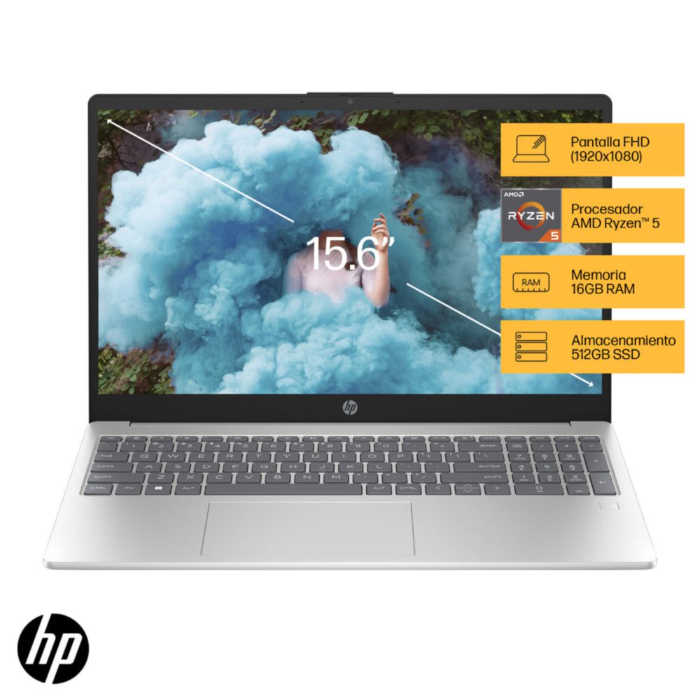 Laptop HP 15-fc0070la AMD Ryzen 5 FHD 16GB RAM 512GB SSD 15.6"" Plateado natural