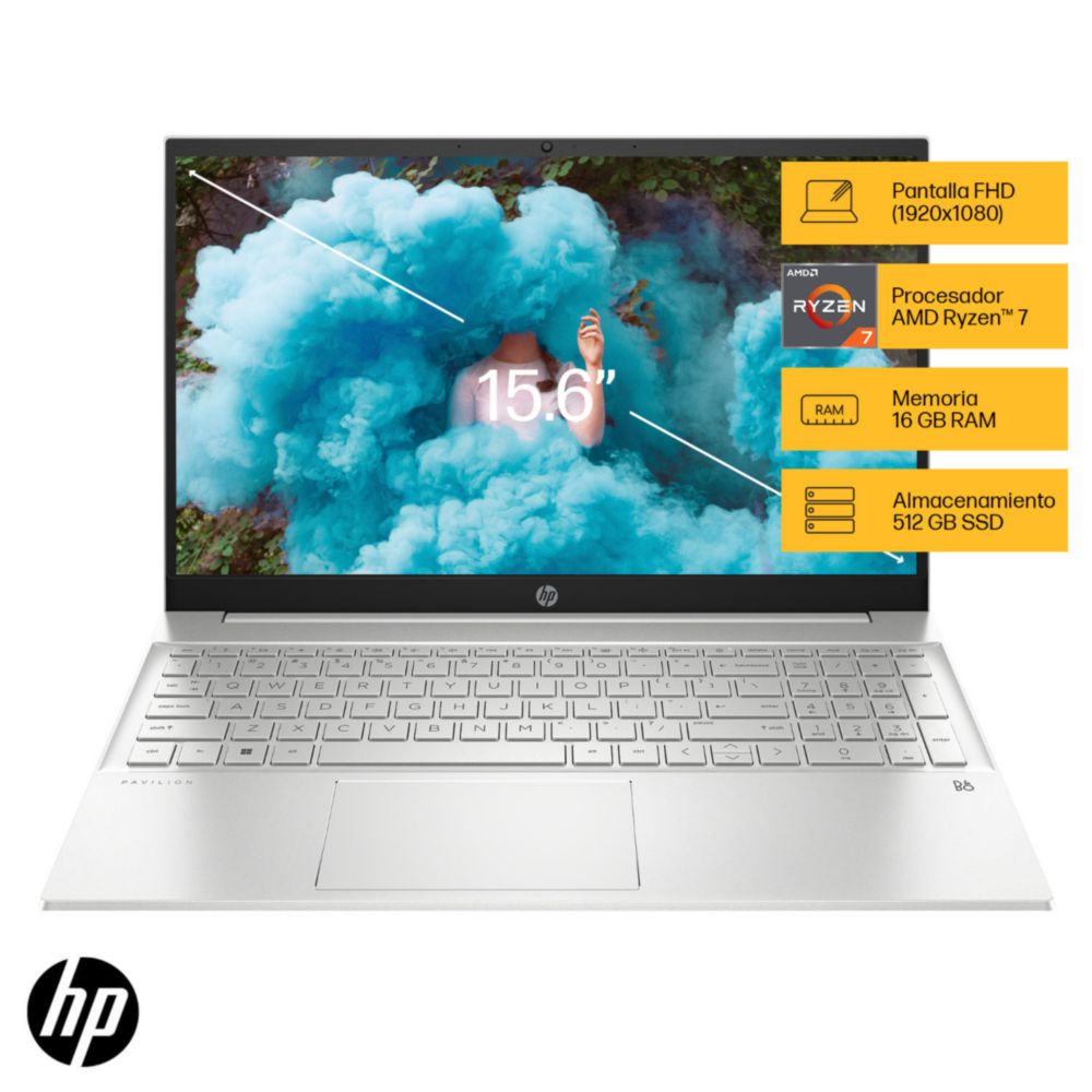 Laptop HP Pavilion 15-eh3002la AMD Ryzen™ 7 -7730U 16GB RAM 512GB SSD 15.6"" Silver