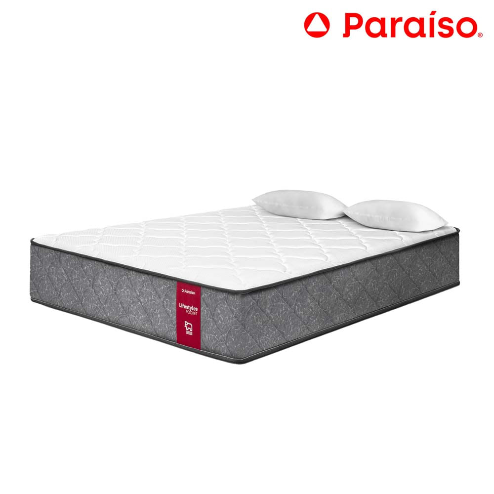 Colchón PARAISO Lifestyles Pocket QUEEN + 2 Almohadas + 1 Protector