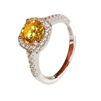 Anillo de Plata Bañado en Oro Blanco Modelo Sophia Ámbar Talla 7