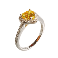 Anillo de Plata Bañado en Oro Blanco Modelo 614 Ámbar Talla 6