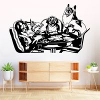 Vinilo Decorativo Perros Jugando Póker para pared Stickart Pequeño 70 x 42 cm alto
