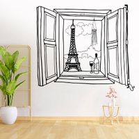 Vinilo Decorativo Ventana París para pared Stickart Mediano 85 x 75 cm alto