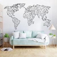 Vinilo Decorativo Mapamundi Líneas para pared Stickart Pequeño 120 x 65 cm alto