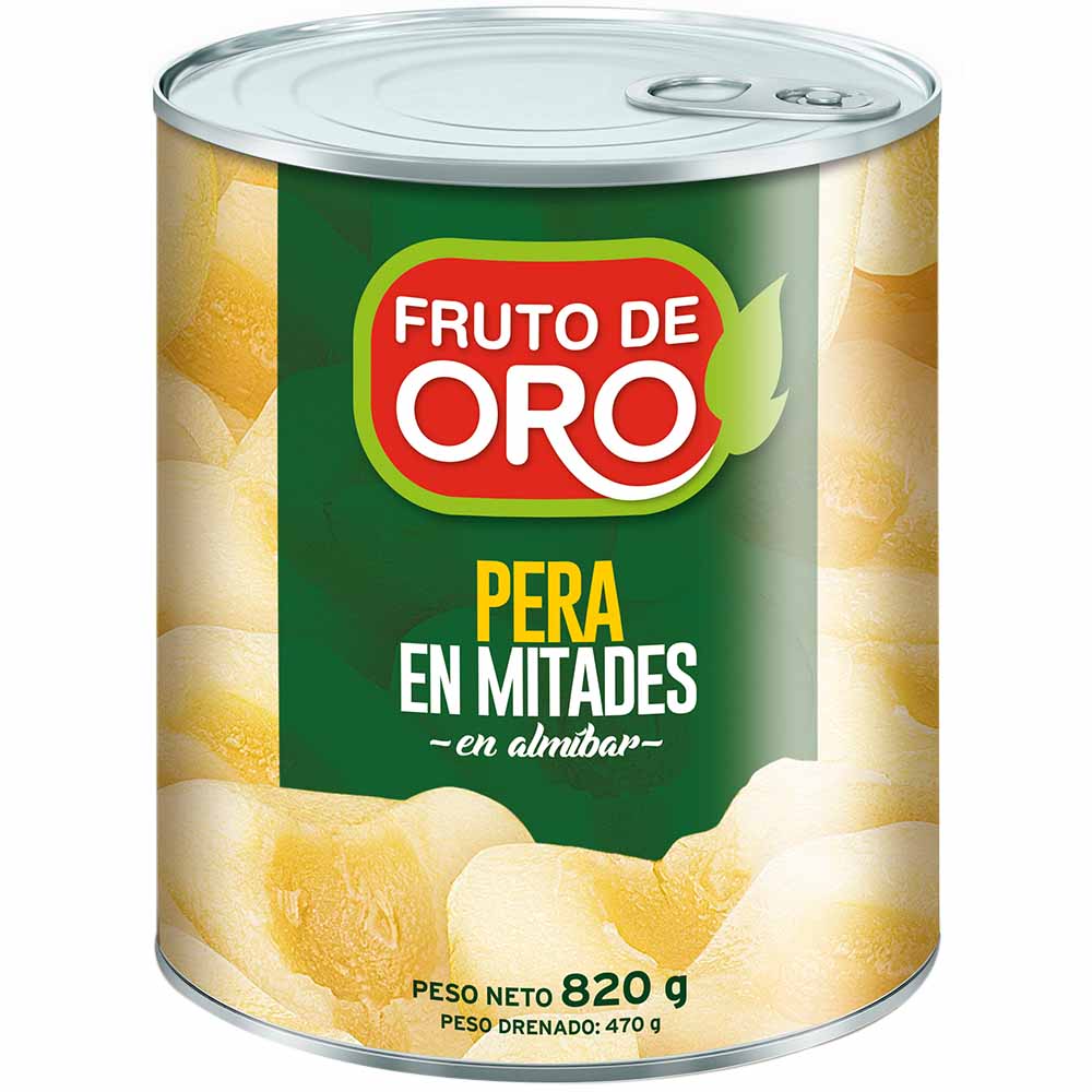 Pera en Mitades en Almibar FRUTO DE ORO Lata 820g