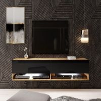 Mesa de TV Flotante TU MESITA  Raquel color Marrón/Negro 2 puertas
