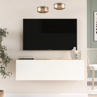 Mesa de TV TU MESITA Flotante June color Blanco/Duna 1 puerta