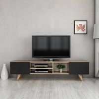 Mesa de TV TU MESITA Clásica October color Duna/Negro 2 puertas