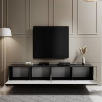 Mesa de TV Larga TU MESITA Michel Moderna color Negro 2 puertas