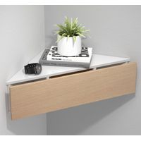 Velador Esquinero Flotante Sandy color Blanco/Duna 1 cajón TU MESITA