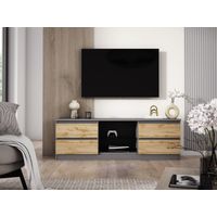 Mesa de TV Multiusos Maxi color Negro/Roble 4 cajones TU MESITA
