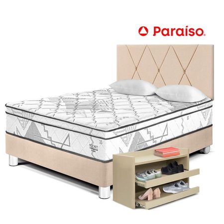 Dormitorio Pocket Advance 2 Plazas + Zapatera Champagne