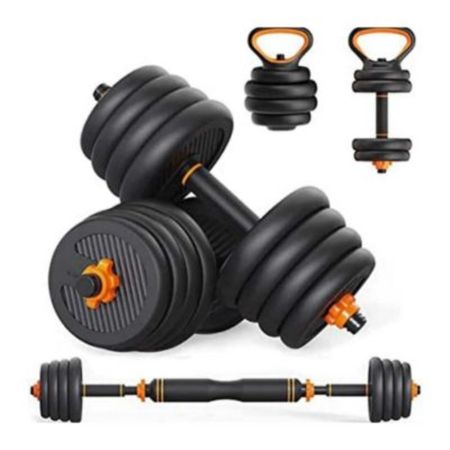 Set de Mancuernas 40Kg Convertible a Barra Rusas y Plancheros