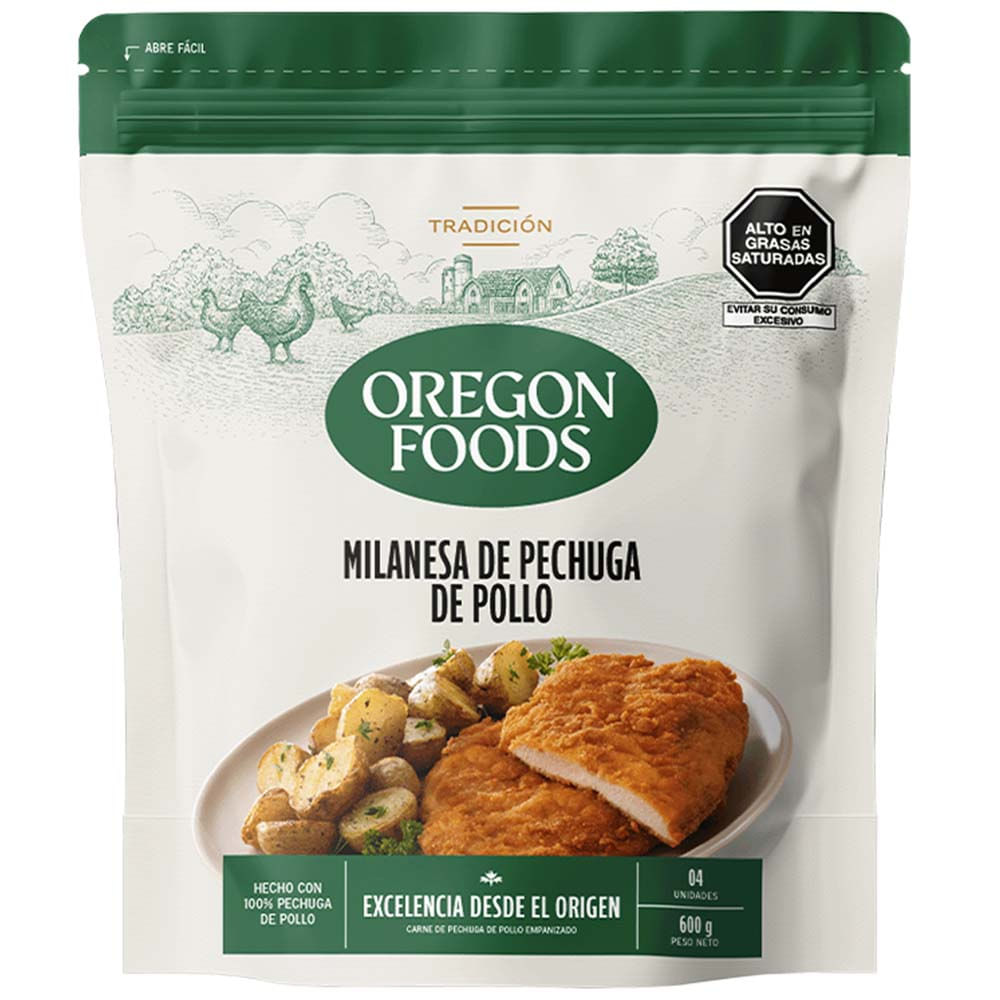 Milanesa de Pechuga de Pollo OREGON FOODS Bolsa 4un
