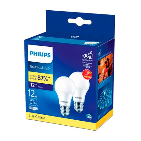 Foco LED Essential 12W E27 Luz Cálida Pack x2