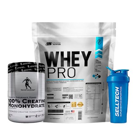 Pack Whey Pro 5kg Chocolate + Creatina Kevin Levrone 300gr + Shaker