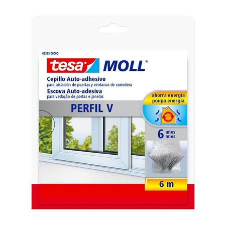 Perfil flexible ventana cepillo V 5m Tesa