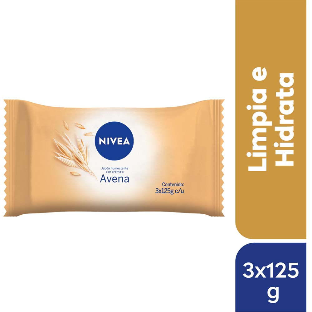 Jabón de Tocador NIVEA Avena - Barra 125g Pack 3un