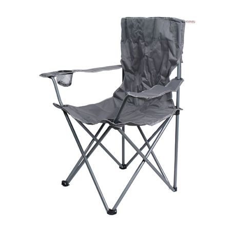 Silla de playa plegable con brazos + posavaso Gris