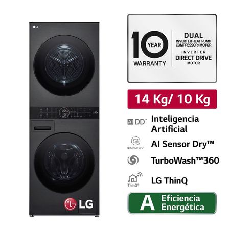 Centro de lavado LG WK14BS6 14/10Kg Negro Plateado