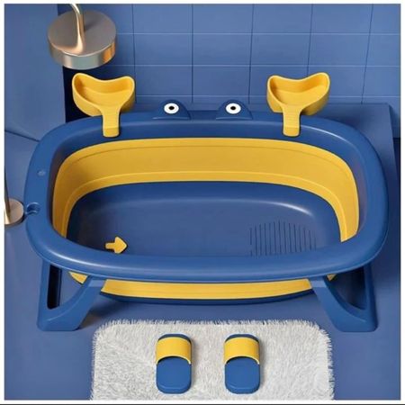 Bañera Bebe Tina Plegable Portatil Modelo Cangrejito Modelo 2024 Azul marino