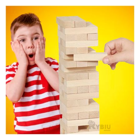 Jenga Educativo de Cuarenta y Ocho Piezas de Color Madera