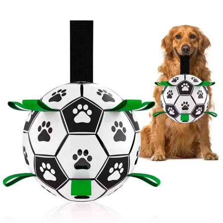 PELOTA PARA PERROS DE NYLON CON TIRAS VERDE