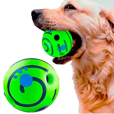 PELOTA PARA PERROS DE GOMA CON SONIDO, VERDE, WOBBLE