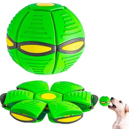 PELOTA BUMERANG PARA PERROS Y GATOS DE GOMA CONVERTIBLE VERDE