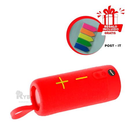 Bocina con Conexion Bluetooth en Rojo Y+Post-it adhesivos