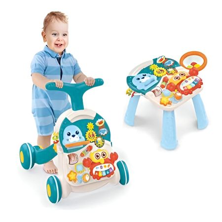 Andador Y Mesa BABY WALKER Activa Para Bebés 2 En 1Celeste