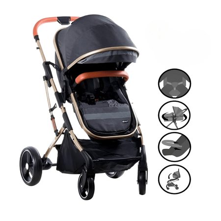 Coche Ebaby SATURNO Cuna Moisés de Lujo Negro